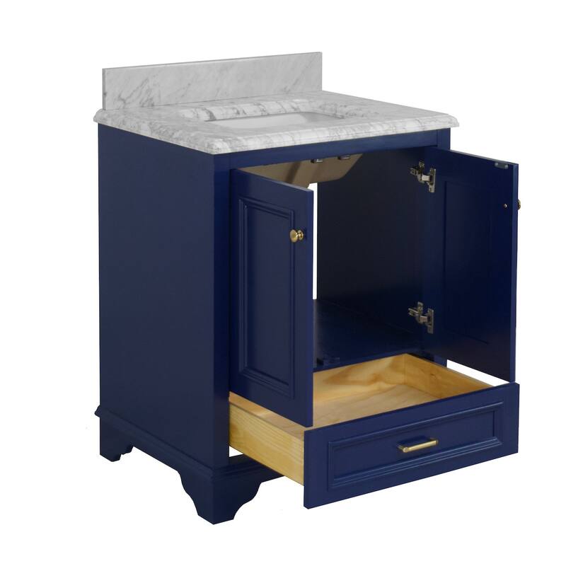 KitchenBathCollection Nantucket 30" Bathroom Vanity with Carrara Marble Top