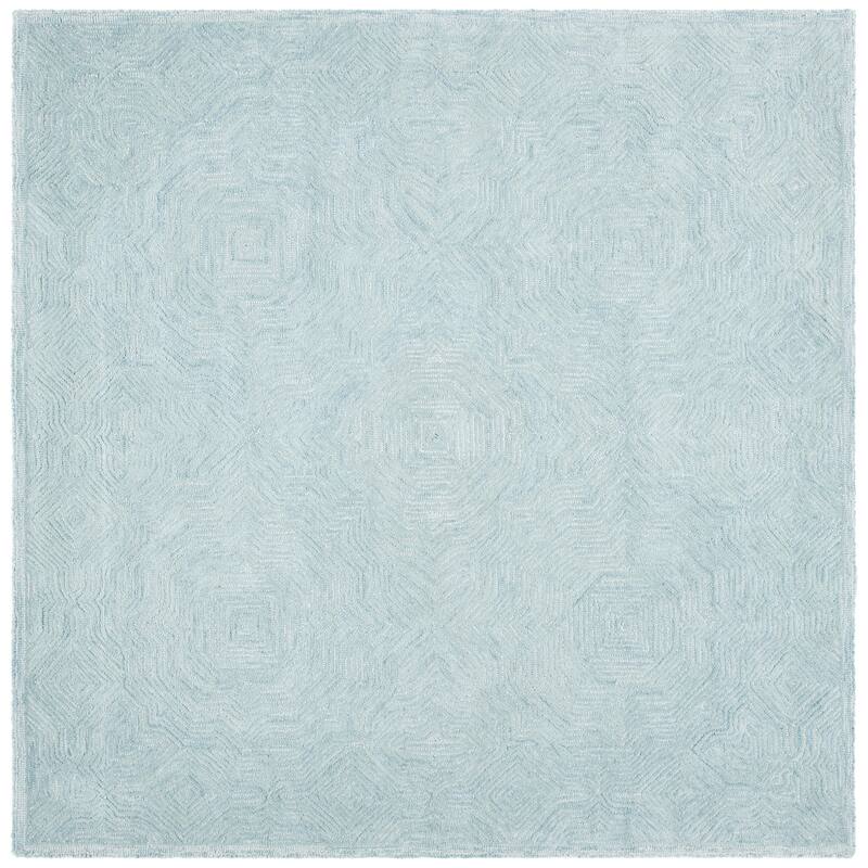 SAFAVIEH Handmade Ikat Robbie Wool Rug - 6' Square - Aqua