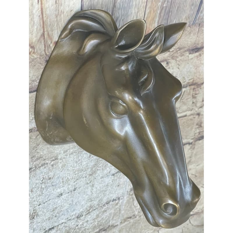 Signed Original Thomas Wall Mount Imitative Horse Head Bust Bronze Sculpture Art Deco Sale