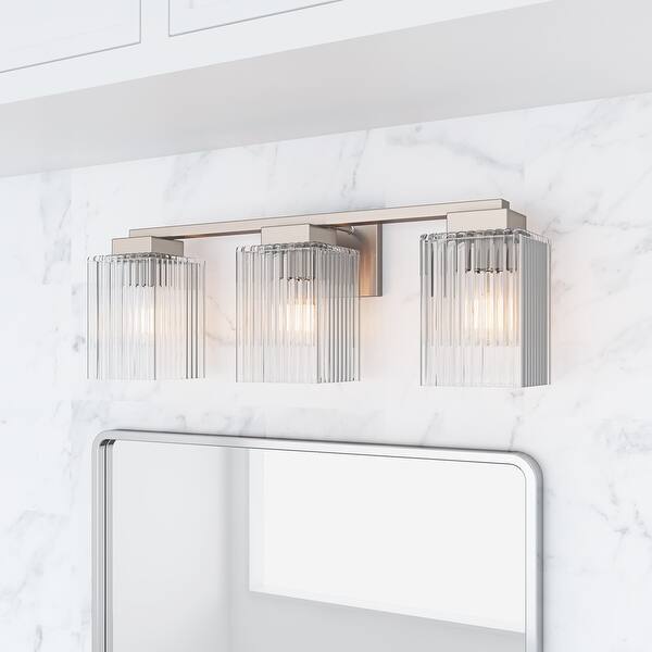 Modern Brushed Nickel 3-Light Up and Down Bathroom Vanity Light - Bed ...