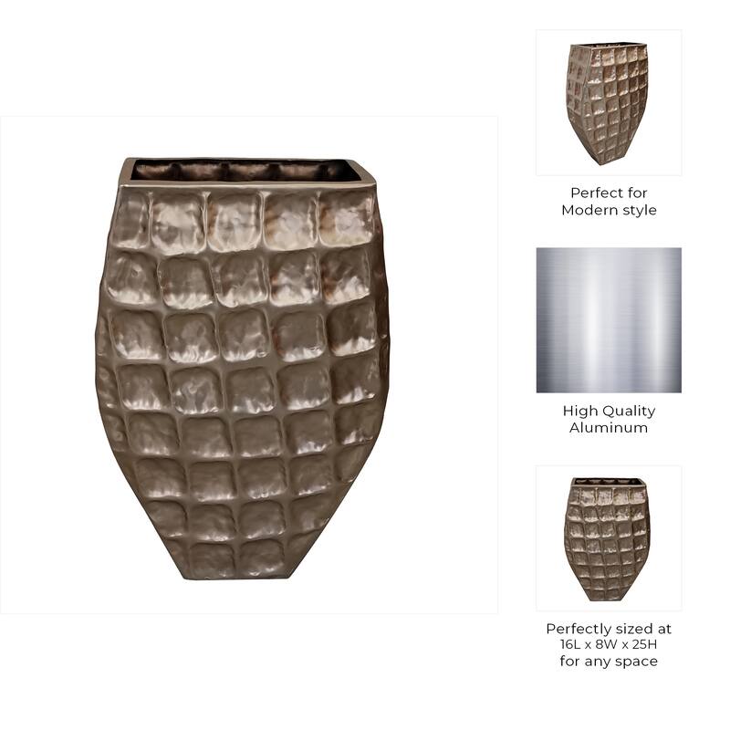 Aluminum Planter Textured Geometric Tapered Square Modern Accent