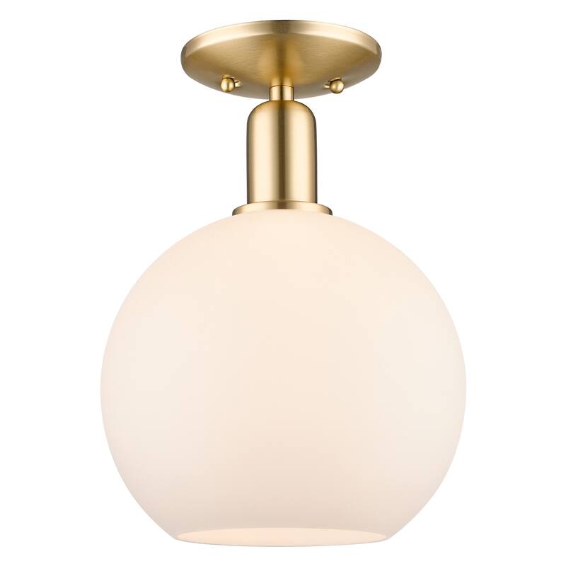 Innovations Lighting 716-1C-14-10 Athens Semi-Flush Athens 10" Wide - Champagne Bronze / Matte White
