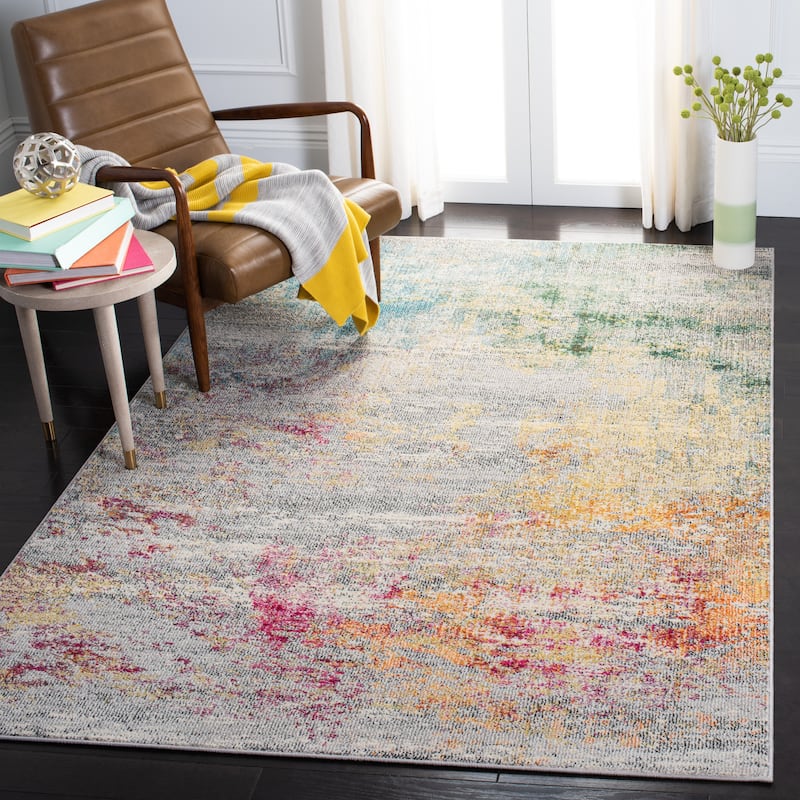 SAFAVIEH Madison Memnuna Modern Abstract Rug - 6' x 9' - Grey/Gold - Rectangle