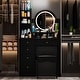 preview thumbnail 1 of 24, 5-Drawers Makeup Vanity Table Set with Lighted Mirror (PINK/BLACK) - 52"H Black