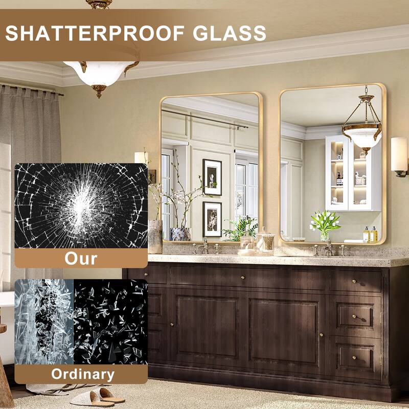 Wall Mount Bathroom Rectangle Vanity Mirror (Horizontal/Vertical)