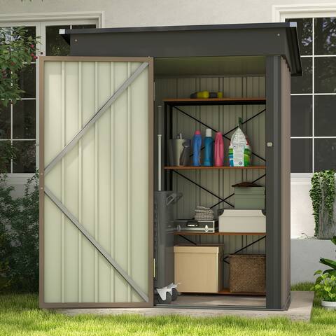 Patiowell 5' x 3' Metal Outdoor Storage Shed with Sloping Roof and Lockable Door