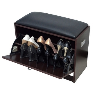 Wooden Shoe Storage Cabinet Shoe Storage Seat Cushion PU Leather - Bed ...