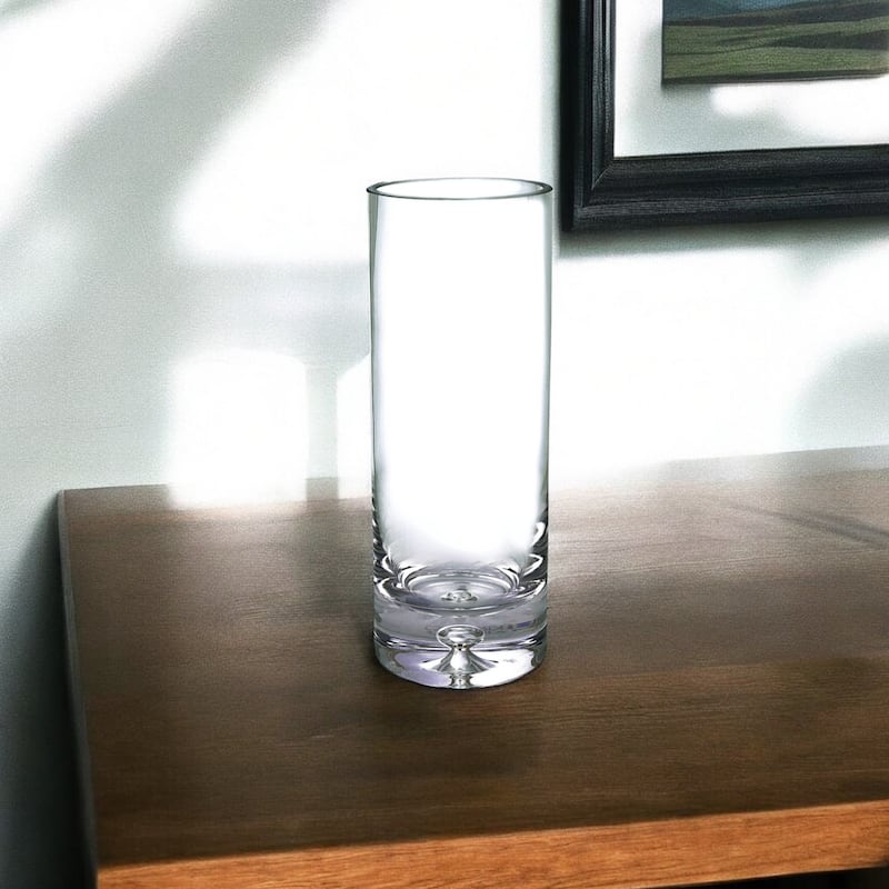 HomeRoots 11" Clear Cylinder Crystal Table Vase - 3