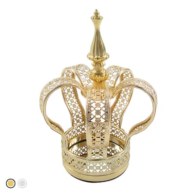 Royal Metal Crown Decor Centerpiece Accent Piece Tabletop with Mirror
