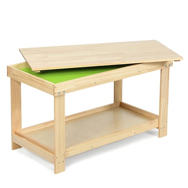 slide 2 of 38, Gymax Patented Wood Kids Activity Play Table Block Table Multifunction - 32.5'' x 17'' x 19.5'' Natural