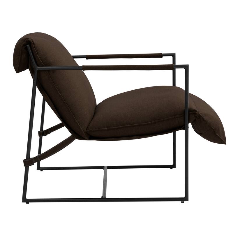 Fabric Accent Chair Metal Framed Sling Armchair Set of 2