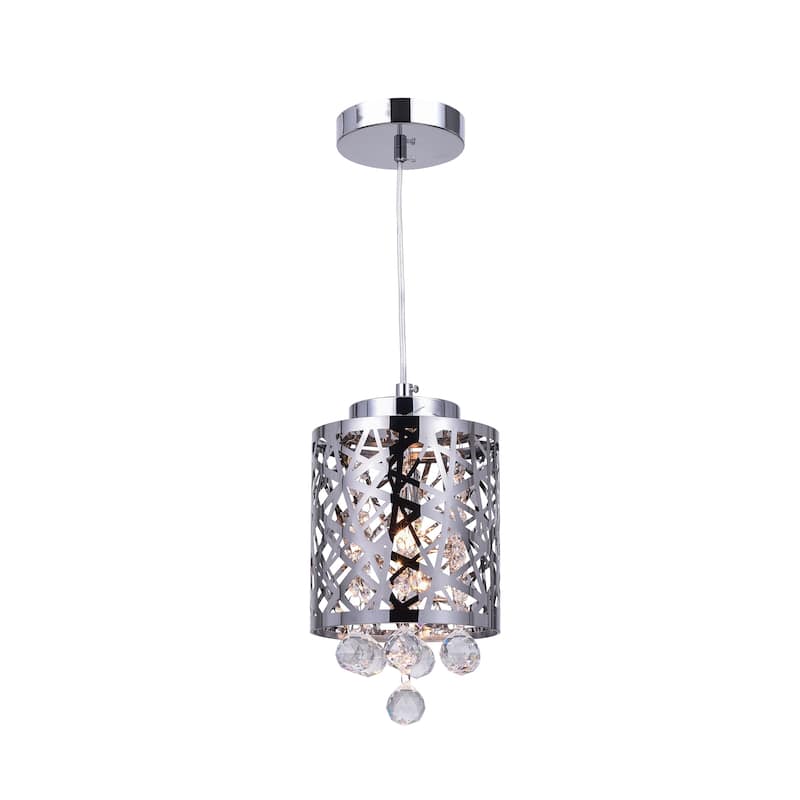 Eternity 1 Light 6in Chrome Drum Shade Mini Pendant - Stainless Steel - Stainless Steel