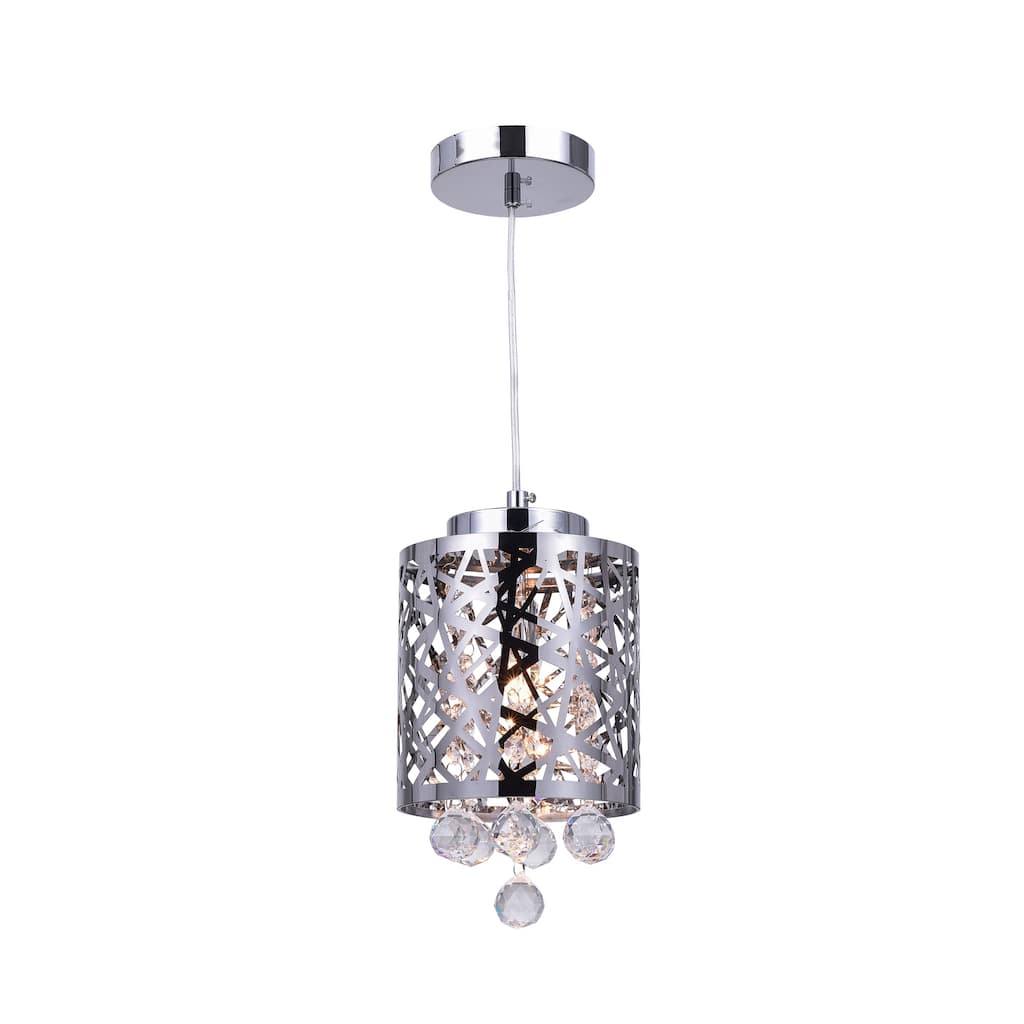 Eternity 1 Light 6in Chrome Drum Shade Mini Pendant - Stainless Steel