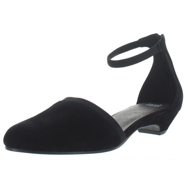 black suede pumps with ankle strap