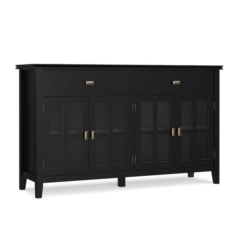 WYNDENHALL Stratford 60" Wide Solid Wood Transitional Large 4 Door Sideboard Buffet -  17"d x 60"w x 34"h