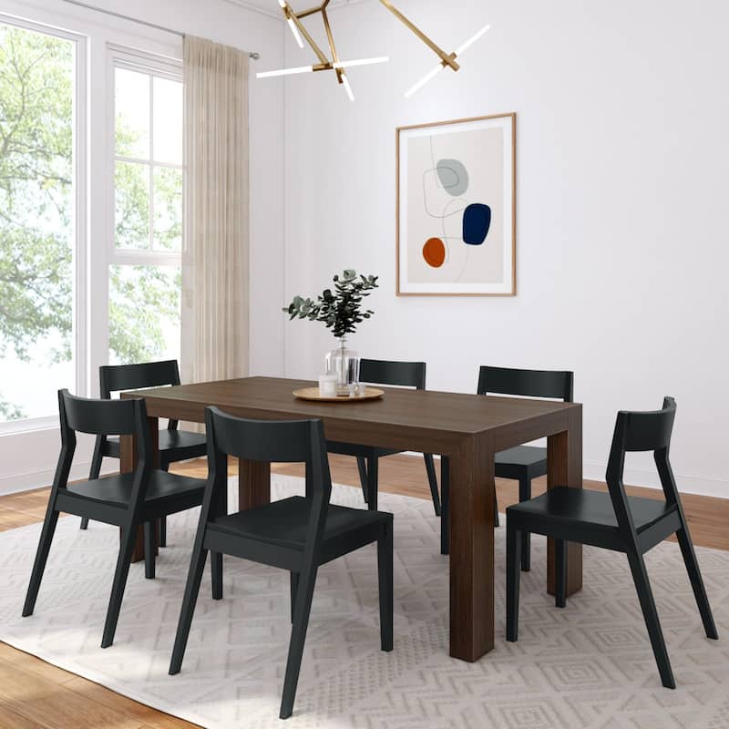 Plank and Beam 72" Modern Solid Wood Table and Chairs Dining Set