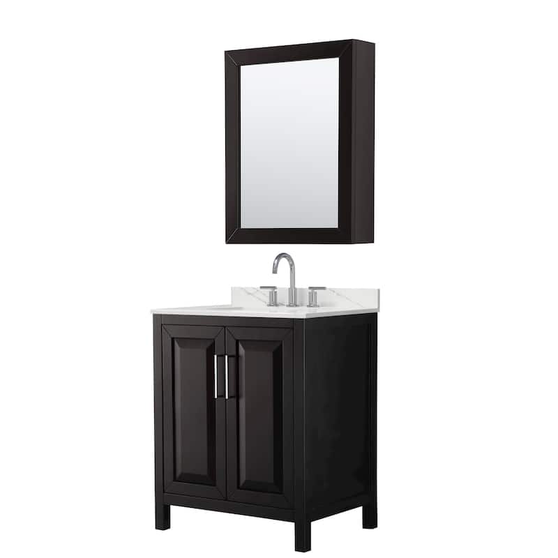 Wyndham Collection WCV252530S-QTZ-US3MED Daria 30" Free Standing - Dark Espresso / Giotto Quartz Top / Polished