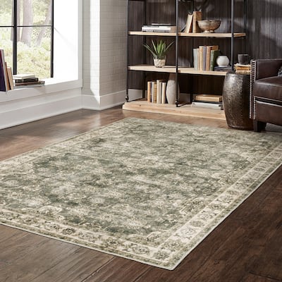 Style Haven Marissa Washable Vintage Oriental Olive/ Beige Area Rug Mat