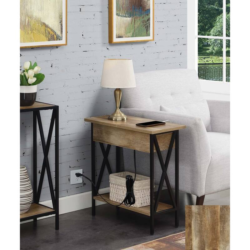 Convenience Concepts Tucson Flip Top End Table with Charging Station
