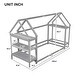 preview thumbnail 6 of 14, Functional Twin Floor Bed with House Roof Frame, Storage Stands, Clothes Hangers