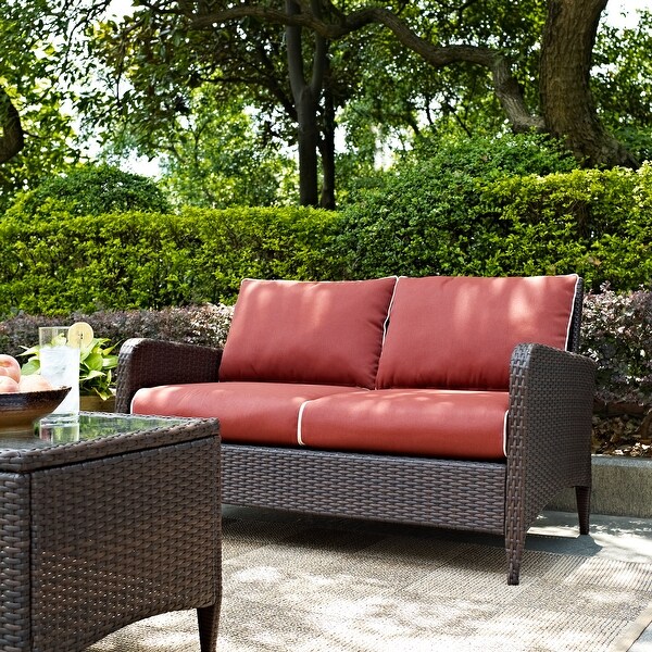 Outdoor wicker loveseat clearance sale