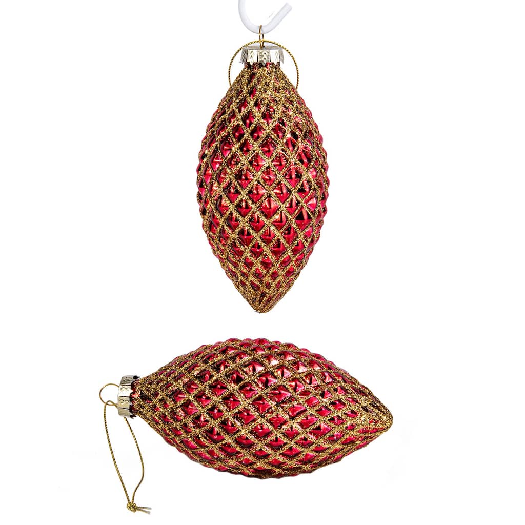 Red Icicle Glass Christmas Tree Ornament Set of 2 - 2.4 х 5.1"