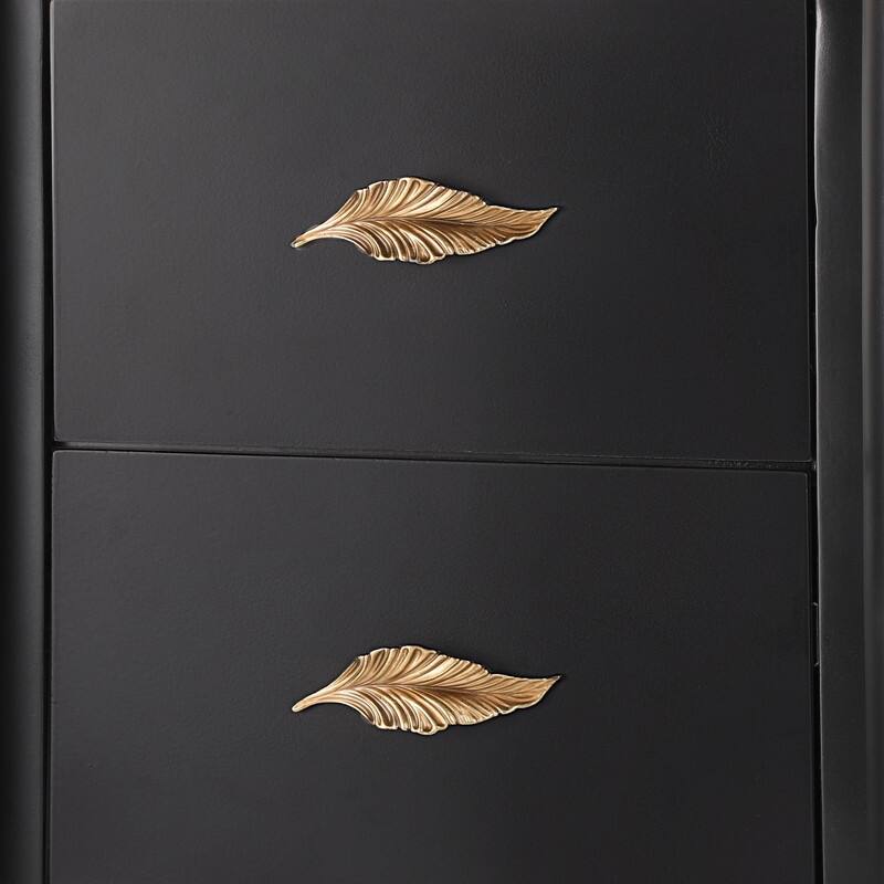 Contemporary Curved 2-Drawer Nightstand with Metal Feather Handles and Exposed Legs