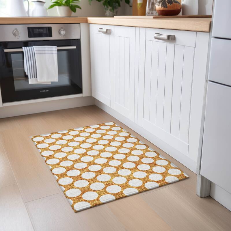 Machine Washable Indoor/ Outdoor Chantille Modern Dots Rug