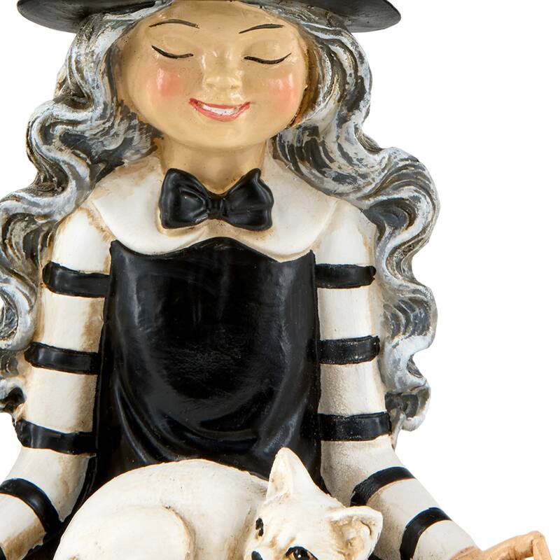 National Tree Company 5" Black and White Yoga Witch Tabletop Decoration - 5 in