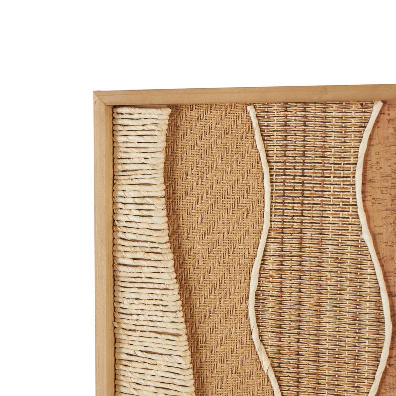 Brown Wood Handmade Dimensional Wavy Mixed Media Abstract Home Wall Decor with Various Textures and Patterns