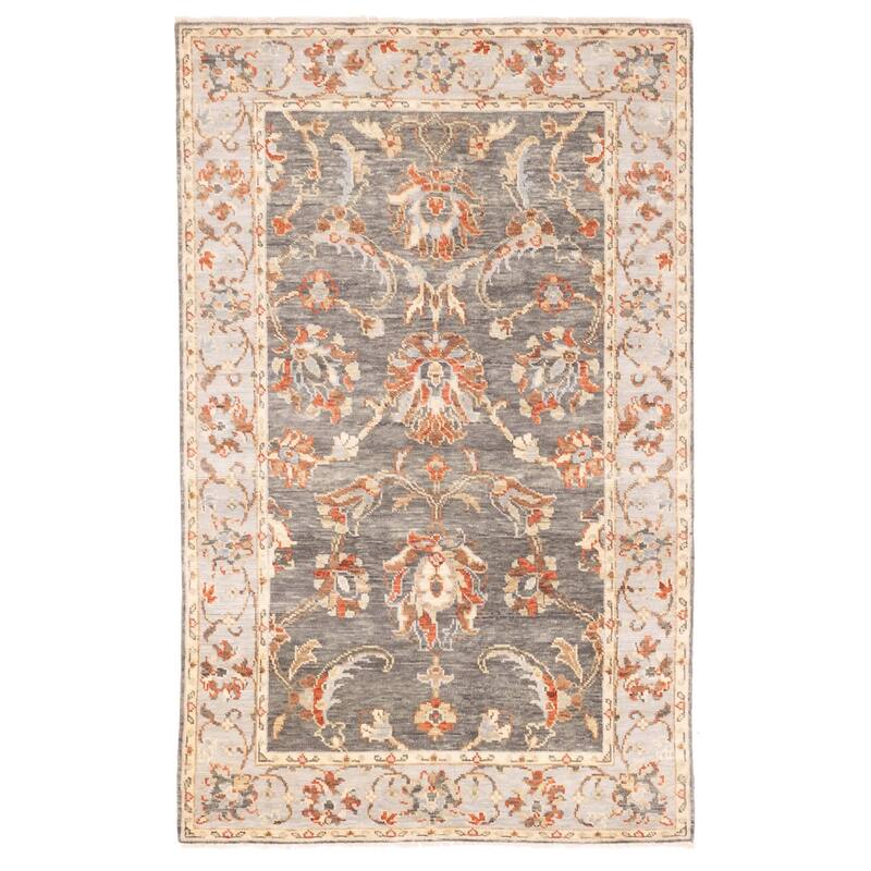 ECARPETGALLERY Hand-knotted Modern Oushak Dark Grey Wool Rug - 5'1 x 7'11