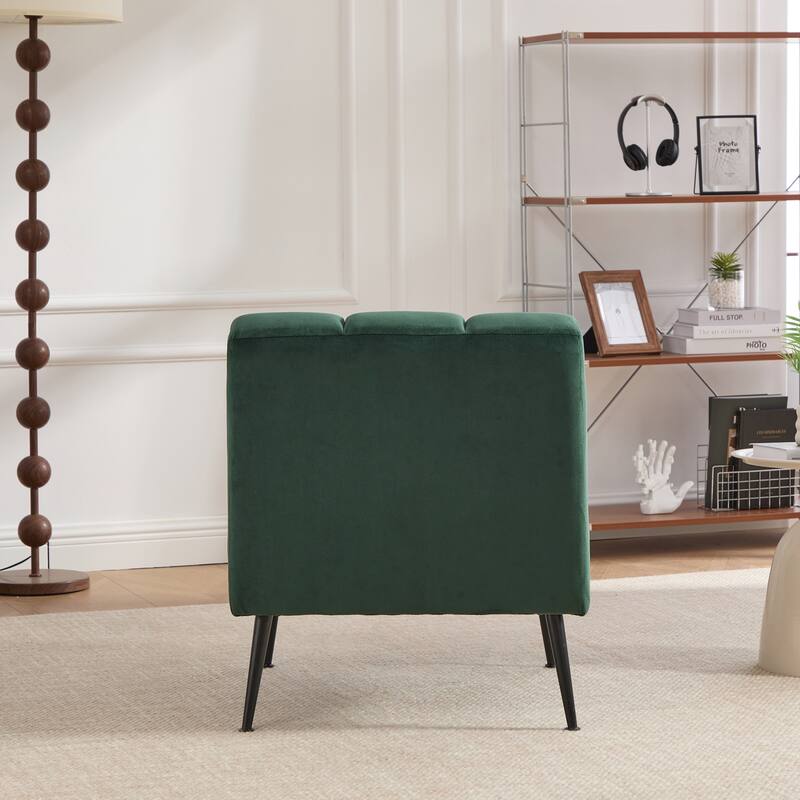 Modern Upholstered Armless Chair with Black Metal Legs,Accent Chair for Living Room,Bedroom,Office and Reading Room