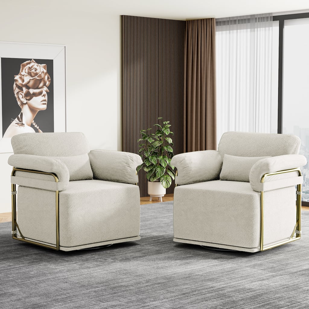 360 Degree Square Swivel Accent Sofa Chair with Ergonomic Wide Seat, Upholstered Lounge Chair Reading Chair Armchair