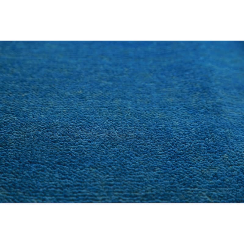 Skye Blue Modern Gabbeh Vegetable Dye Rug Hand-Knotted Wool Carpet - 10'4" x 13'0"