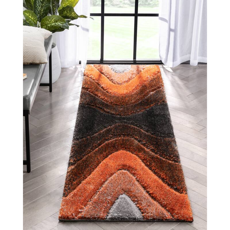 Well Woven San Francisco Luz Geometric Modern Carved Shag Area Rug
