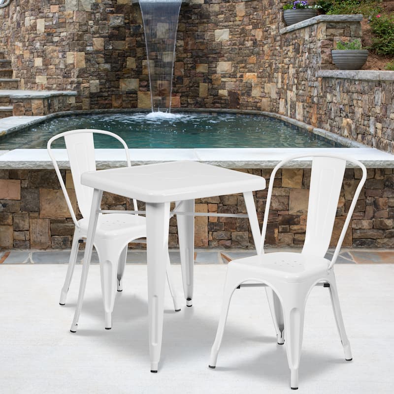 23.75-inch Square 3-piece Metal Indoor/ Outdoor Dining Set - White