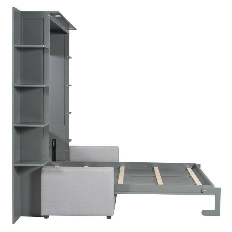 Queen Size Wooden Murphy Bed Wall Bed with Sofa