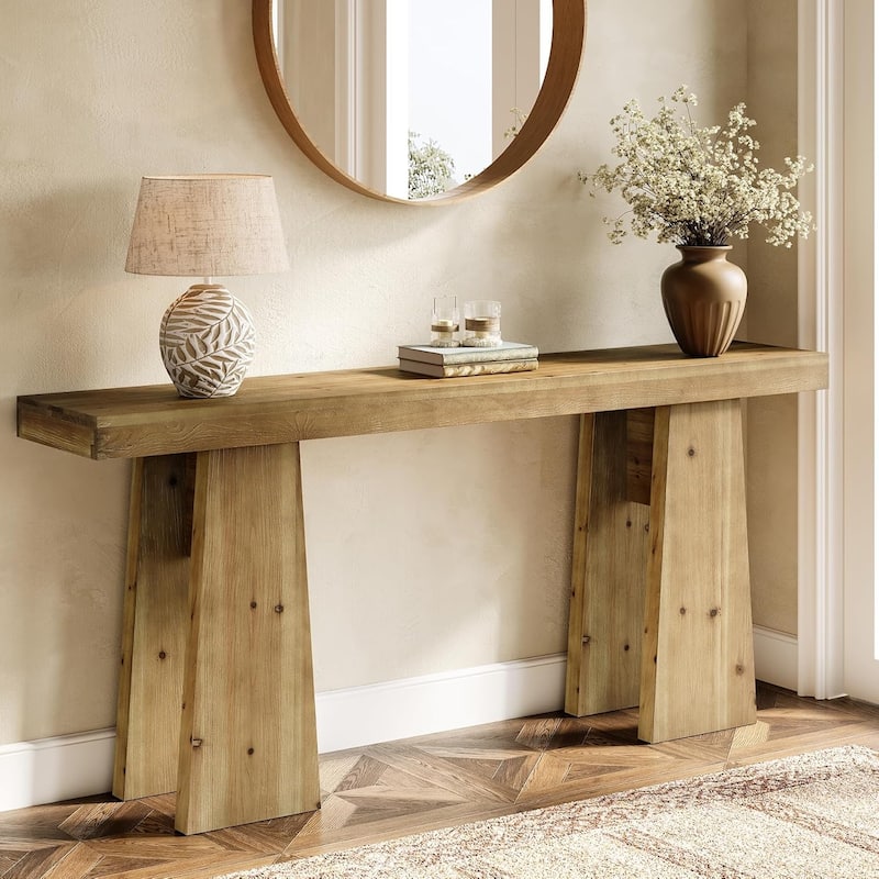 70.9" Farmhouse Extra Long Solid Wood Console Table with Reinforced Frame