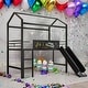 preview thumbnail 1 of 41, Twin Size Metal Loft Bed with Two-sided writable Wooden，Metal House Bed With Slide Black