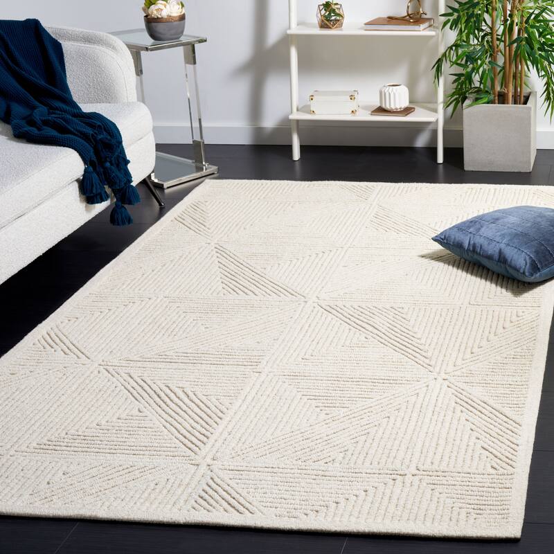 SAFAVIEH Handmade Textural Candida Contemporary Wool Rug - 4' x 6' - Ivory