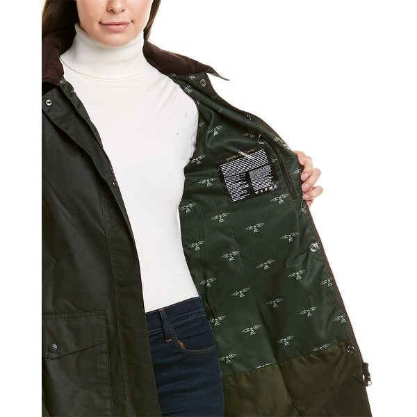 barbour floree wax coat black