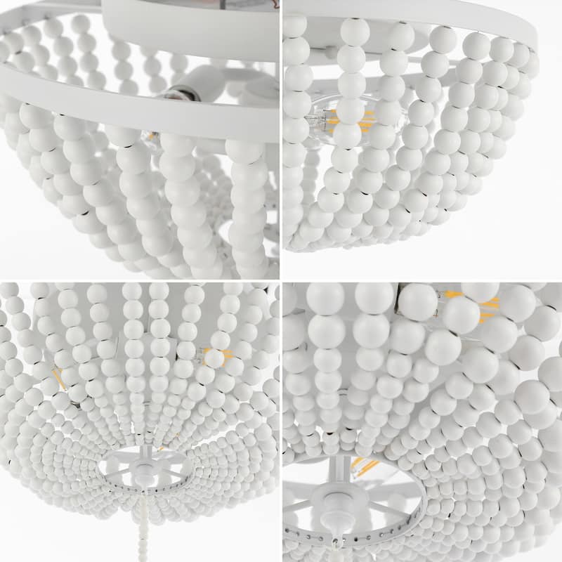 Allie Wood Beaded/Metal LED Flush Mount, by JONATHAN Y