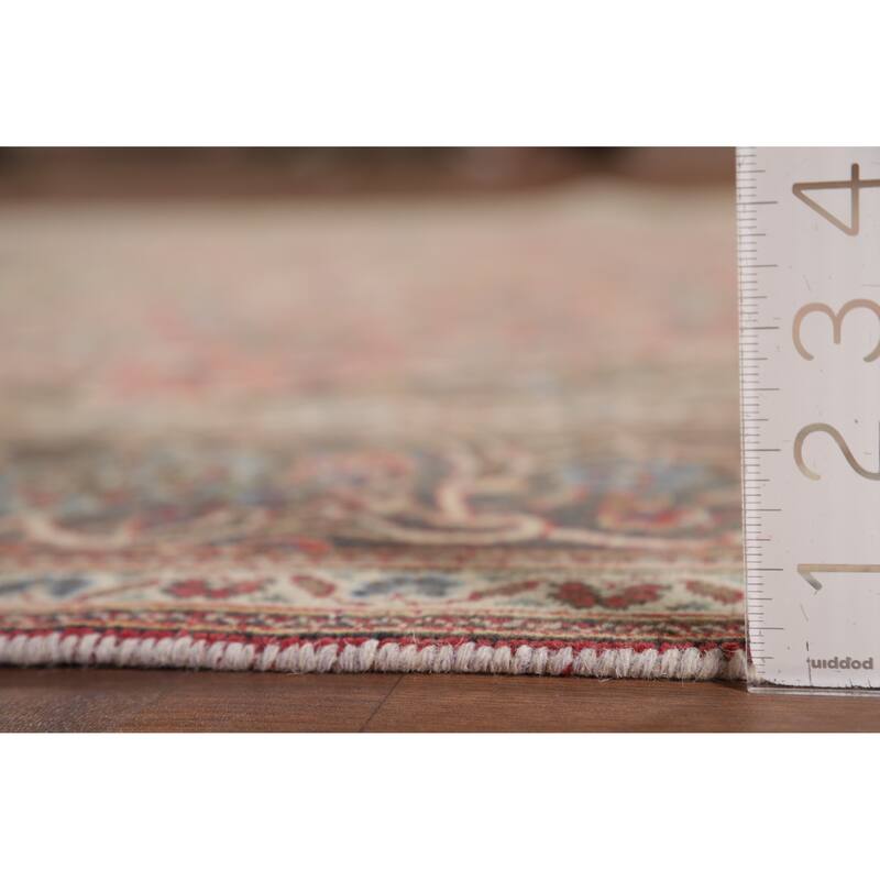 Pink Mashad Vintage Persian Area Rug Handmade Wool Carpet - 6'5" x 10'0"