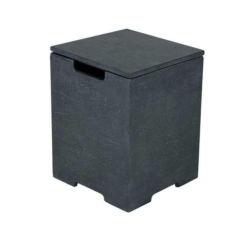Elementi Plus Square Propane Tank Cover Hideaway Storage Box with Removable Top - Dark Grey, 15.7 x 15.7 Inches
