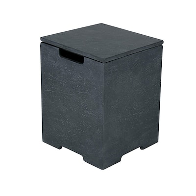 Elementi Plus Square Propane Tank Cover Hideaway Storage Box with Removable Top - Dark Grey, 15.7 x 15.7 Inches