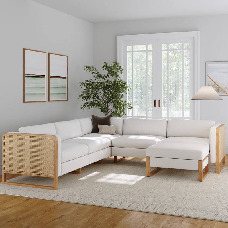 Madison Modern Upholstered Modular Sofa or Couch for Living Room with Solid Wood Legs