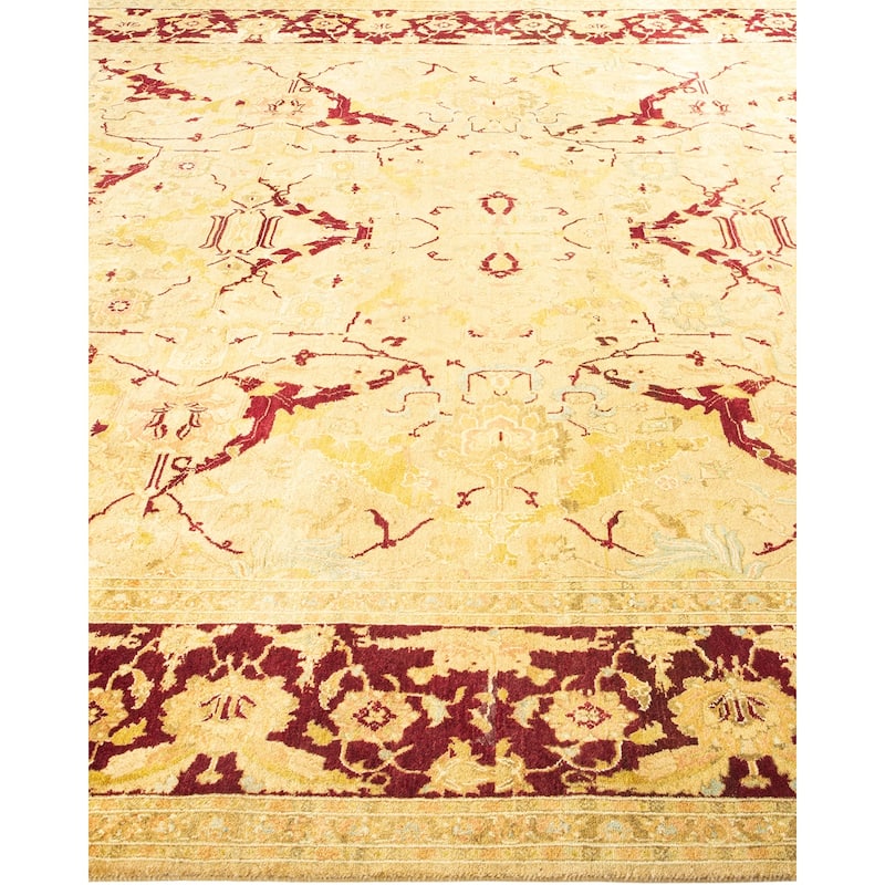 Overton Hand Knotted Wool Vintage Inspired Traditional Mogul Ivory Area Rug - 12 x 15+
