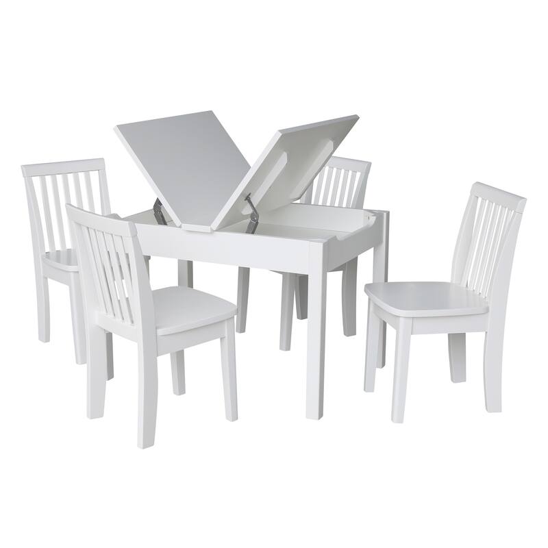 Kids Table with Lift Up Top and 4 Mission Juvenile Chairs - 5 Piece Set