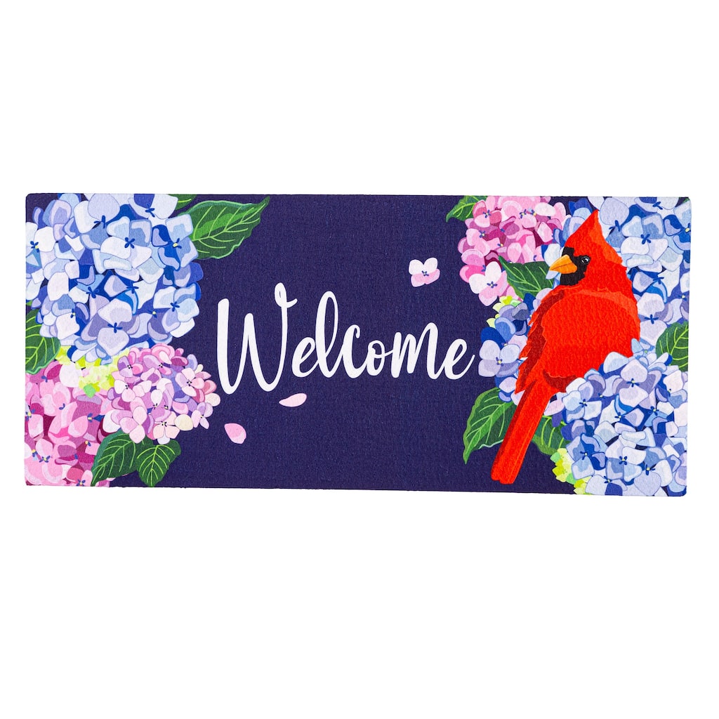 22 in. x 10 in. Red Cardinal and Hydrangeas Sassafras Switch Mat