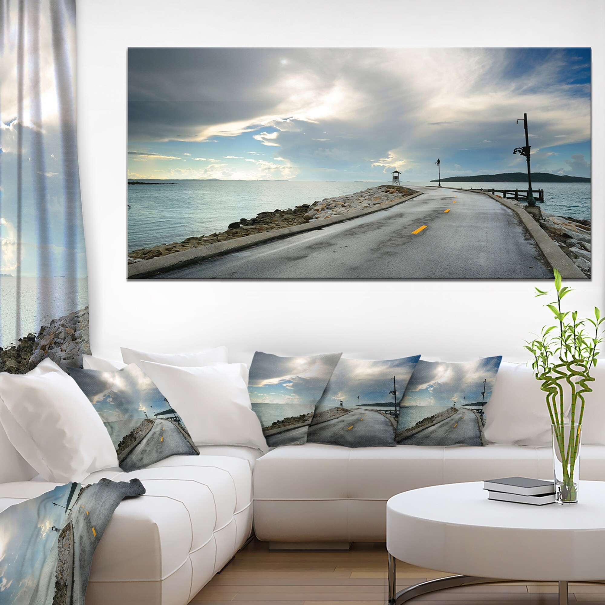 Vintage Pathway into the Ocean - Sea Bridge Canvas Wall  Mini-image